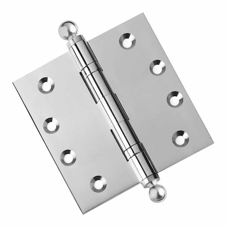Embassy 4-1/2 x 4-1/2 Solid Brass Hinge, Polished Chrome Finish with Ball Tips 4545BBUS26B-1